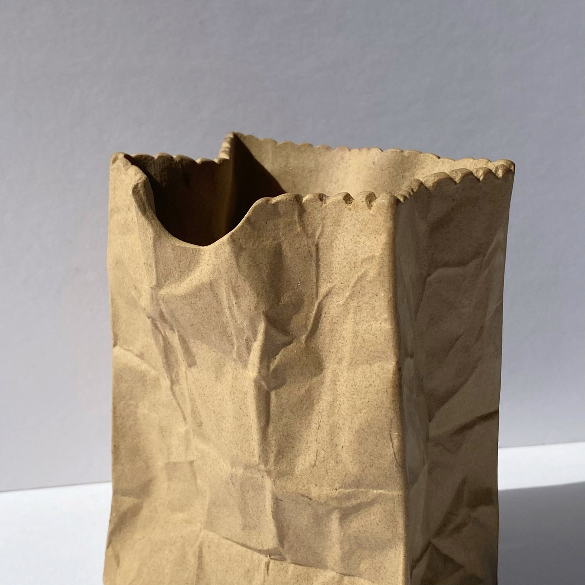 vintage ceramic paper bag vase vessel – curated objects