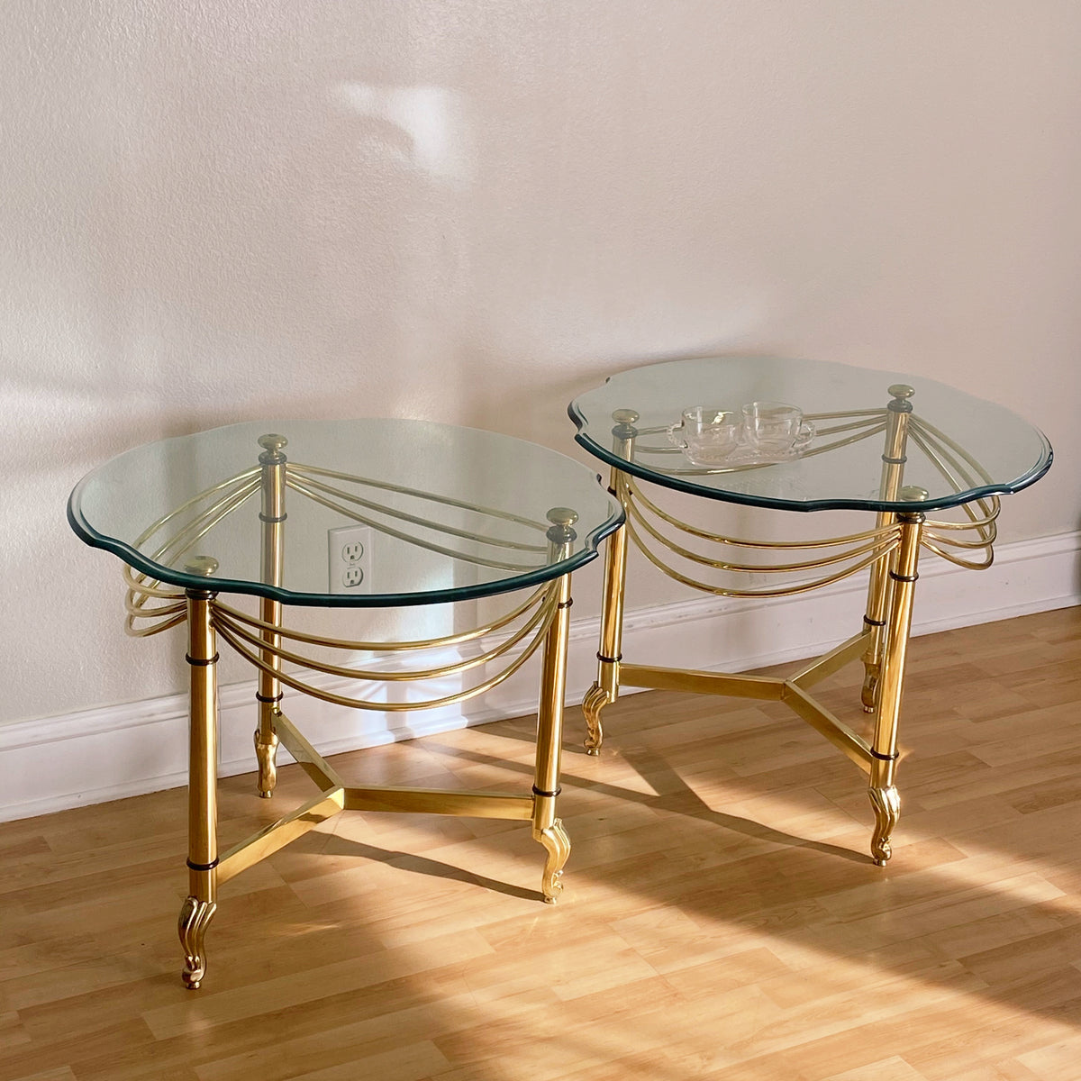 vintage hollywood regency brass swan and glass coffee table – curated  objects