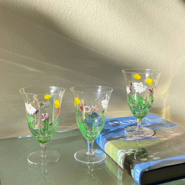 hand-painted floral water goblets