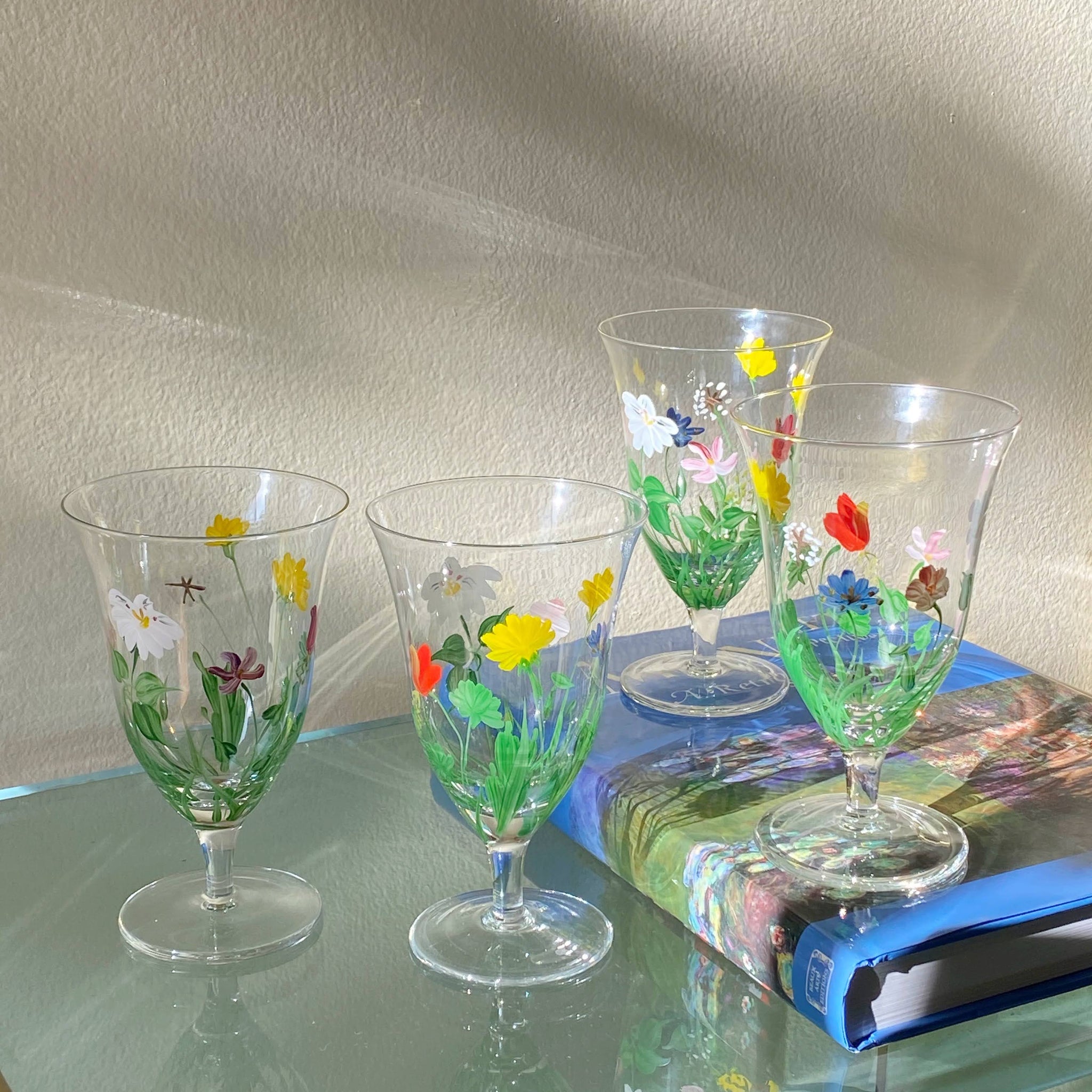 hand-painted floral water goblets