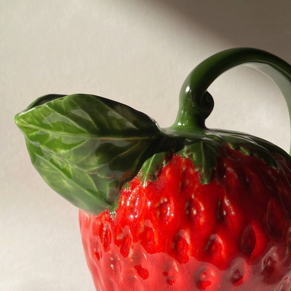 hand-painted ceramic strawberry pitcher