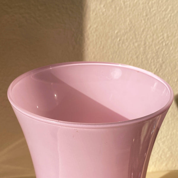pink curved glass vase