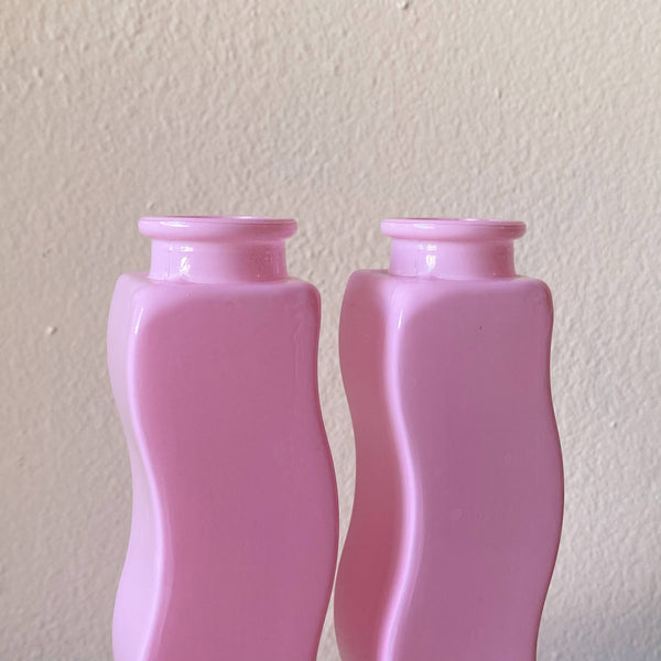 pink wavy glass bud vase