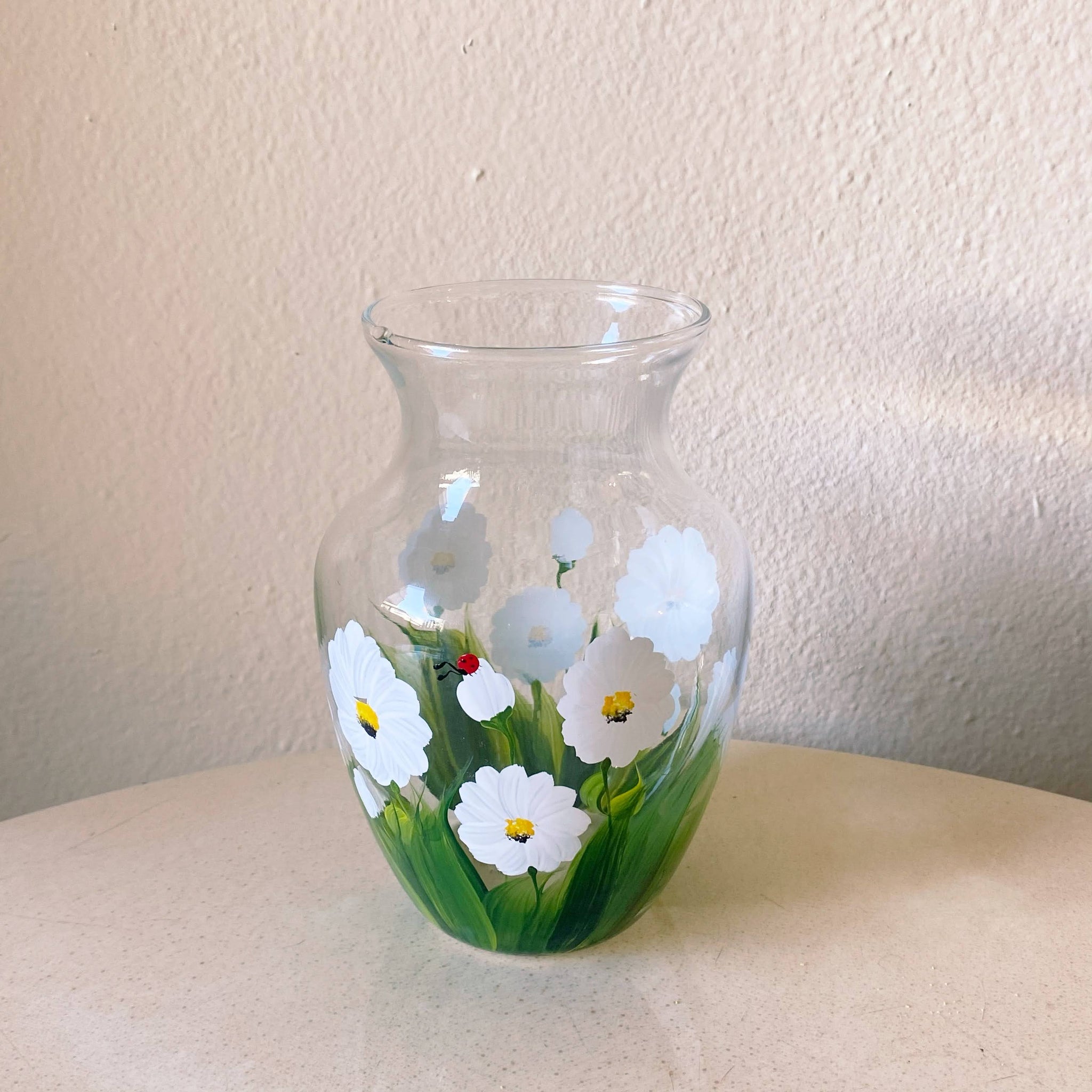 handpainted floral glass vase