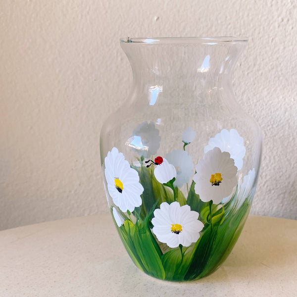 handpainted floral glass vase
