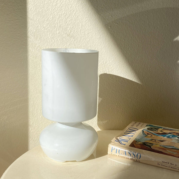 white glass lamp