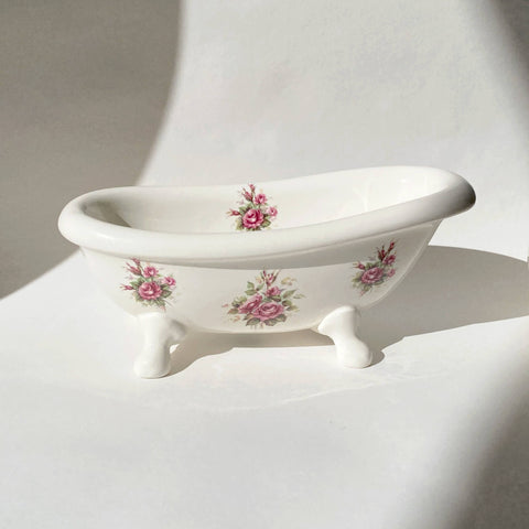 floral ceramic bathtub catch-all