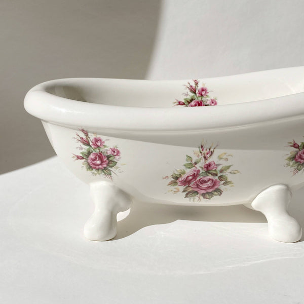 floral ceramic bathtub catch-all