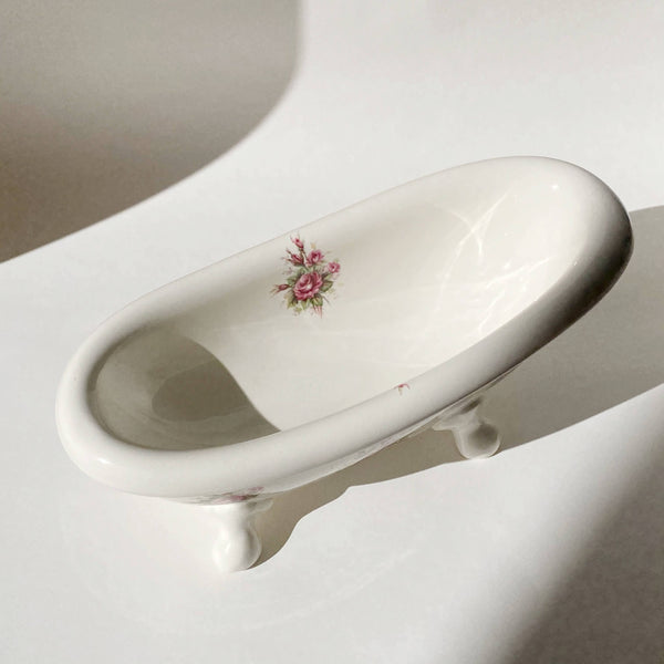 floral ceramic bathtub catch-all