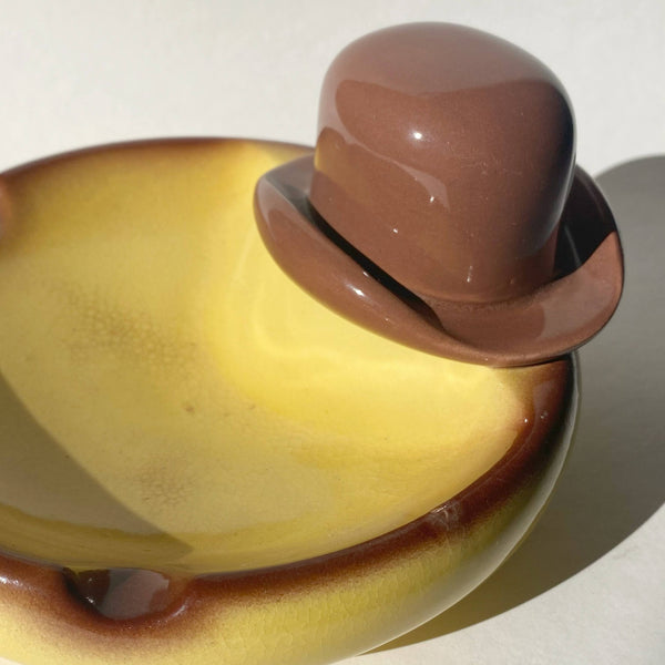 ceramic ashtray with bowler cowboy hat