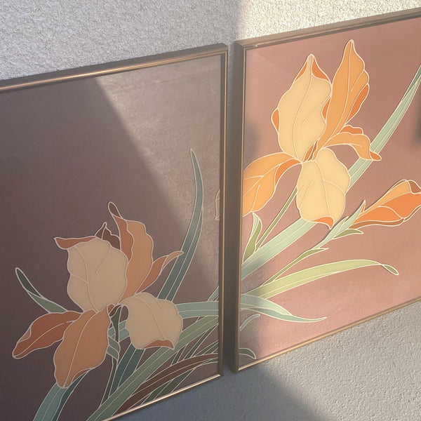 jung park iris painting on glass diptych