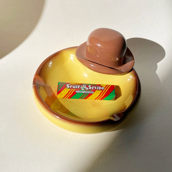 ceramic ashtray with bowler cowboy hat