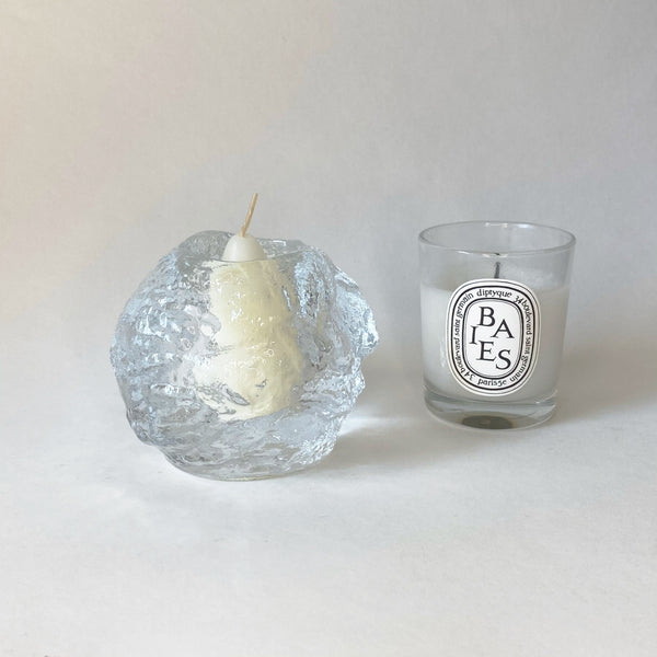 glass ice chunk votive candle holder