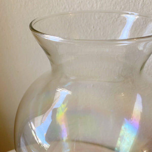 large iridescent glass vase