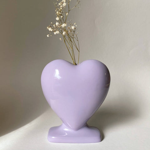 lilac ceramic heart bud vase coin bank