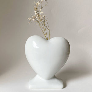 white ceramic heart bud vase coin bank