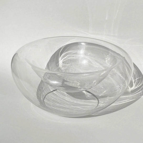 large double-walled floating glass bowl