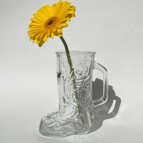 glass cowboy boot mug