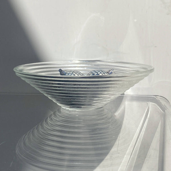 large ribbed glass bowl