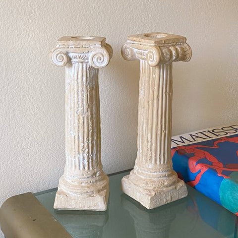 s/2 vintage pillar column candlesticks