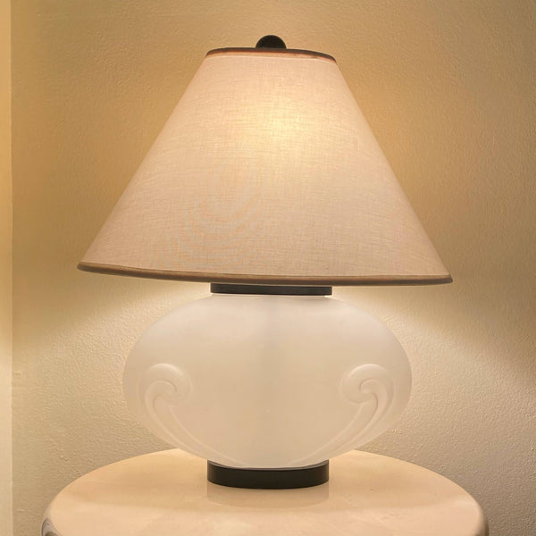vintage 1980s art deco frosted glass table lamp