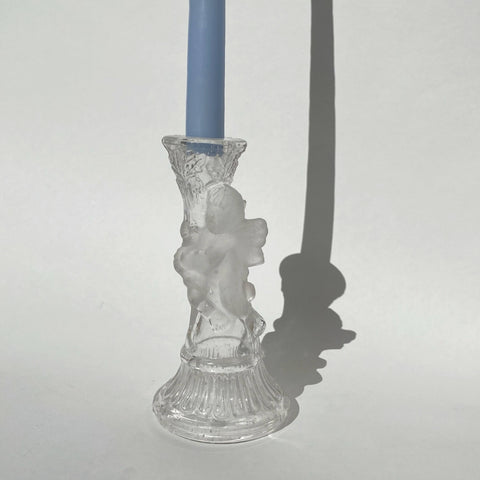 frosted glass cherub candlestick