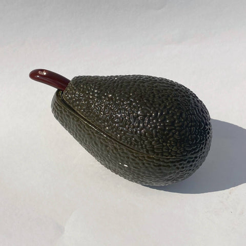 ceramic avocado lidded dish and spoon