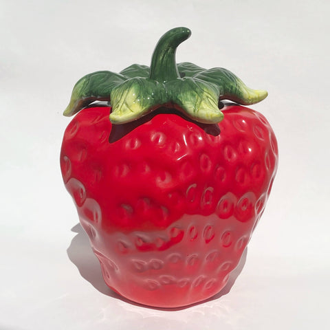 vintage ceramic strawberry cookie jar