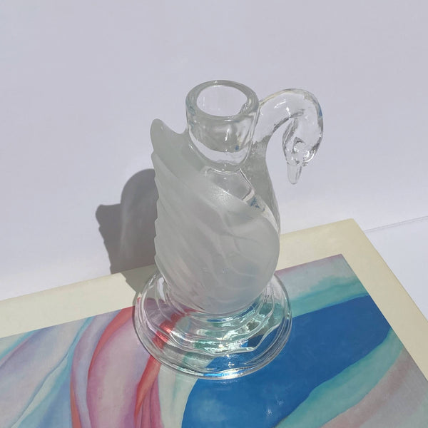 frosted glass swan candlestick