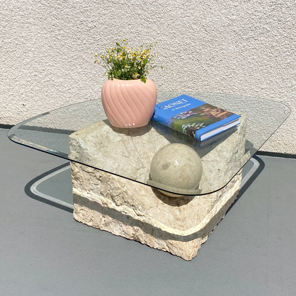 tessellated stone triangular coffee table