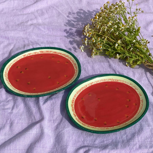s/2 large ceramic watermelon plates