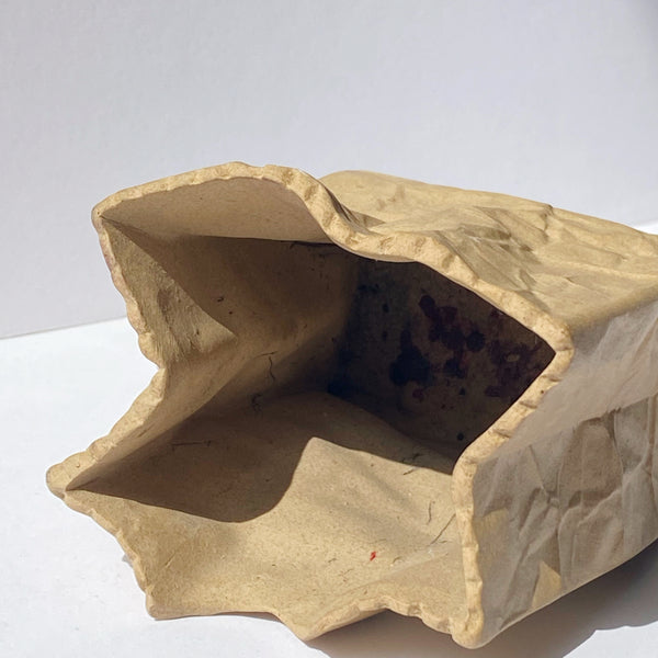 vintage ceramic paper bag vase vessel