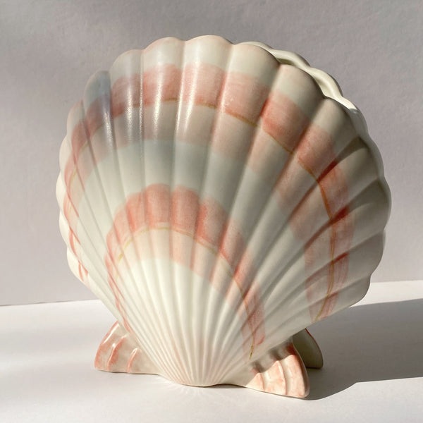 vintage fitz & floyd pink seashell vase vessel
