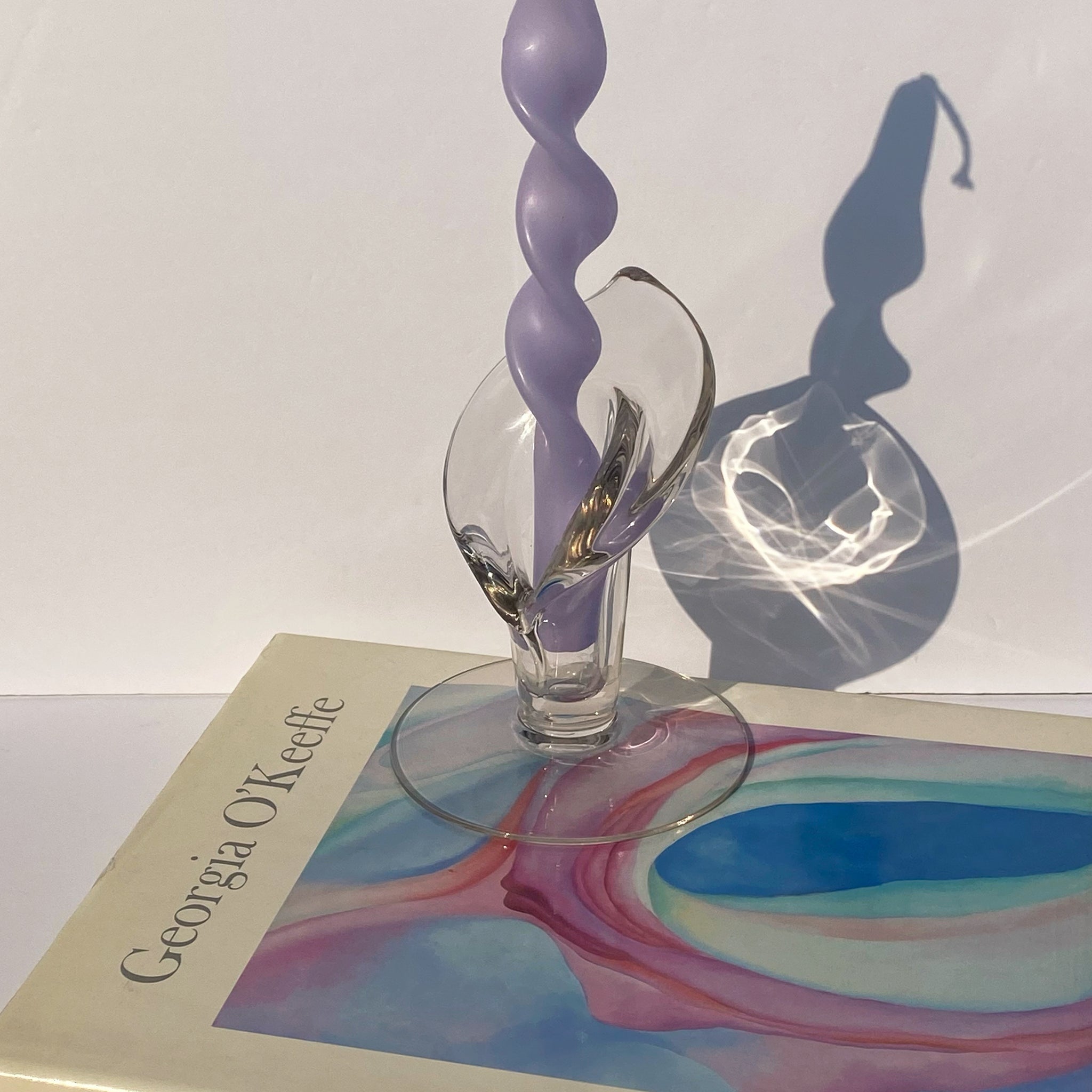 large glass calla lily candle holder