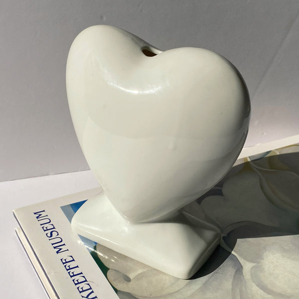 white ceramic heart bud vase coin bank