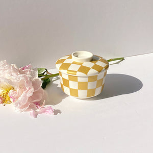 ceramic checkered lidded catch-all