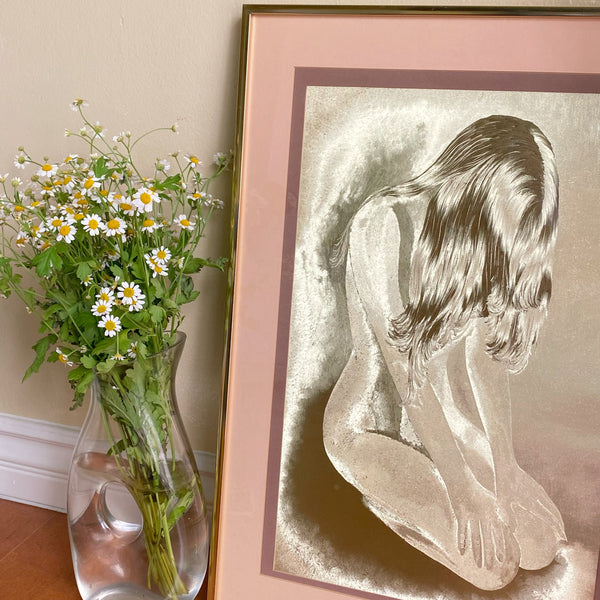 vintage gold kneeling female nude manifestations inc. optical illusionary art