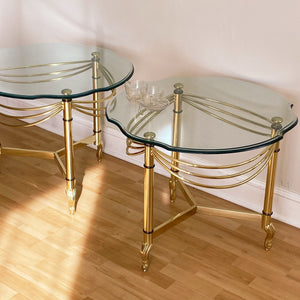 vintage curved brass and glass side table