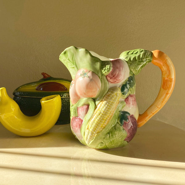 hand-painted ceramic vegetable pitcher