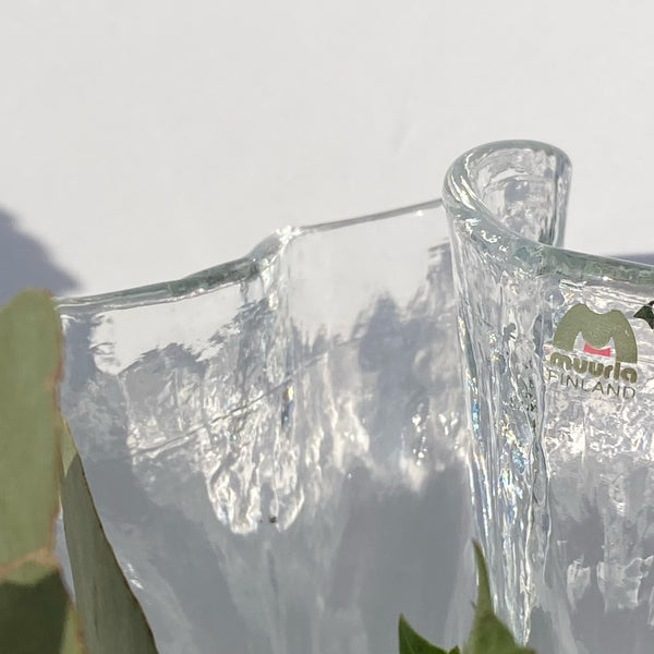 muurla finland large ruffled handkerchief glass vase