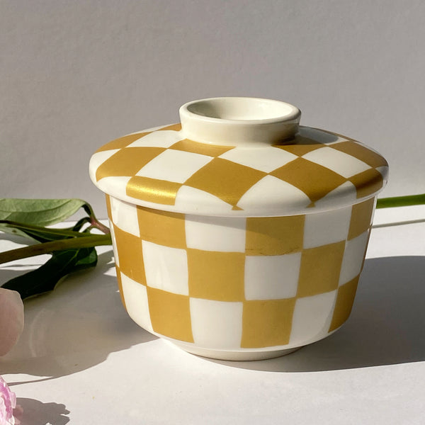ceramic checkered lidded catch-all