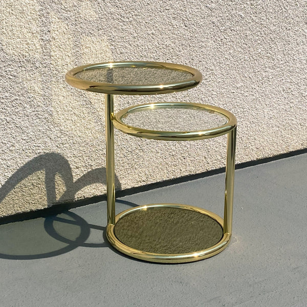 vintage milo baughman style brass swivel side table