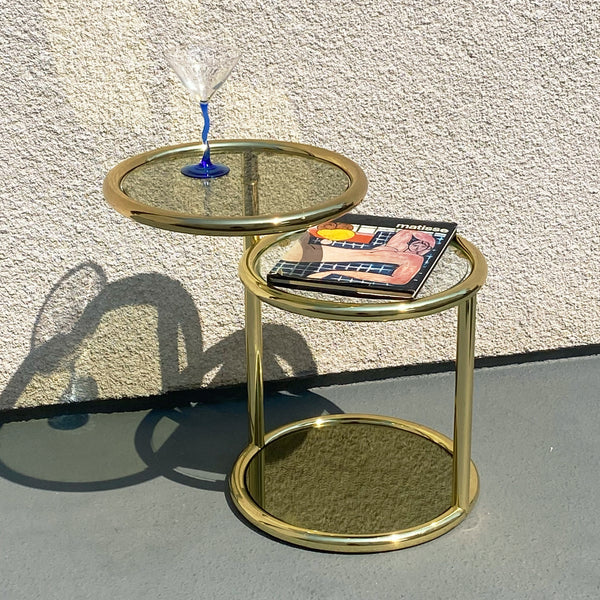 vintage milo baughman style brass swivel side table