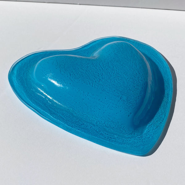 sky blue glass heart catch-all dish