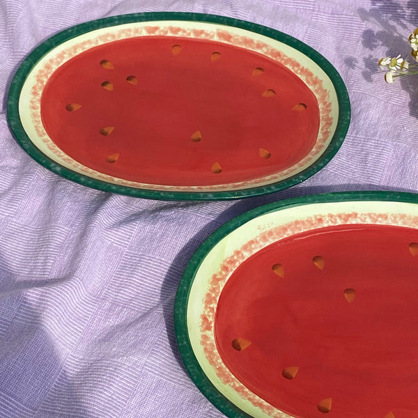 s/2 large ceramic watermelon plates
