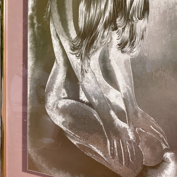 vintage gold kneeling female nude manifestations inc. optical illusionary art